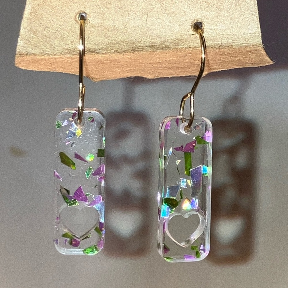 Pink, Purple and Green Geometric Earrings